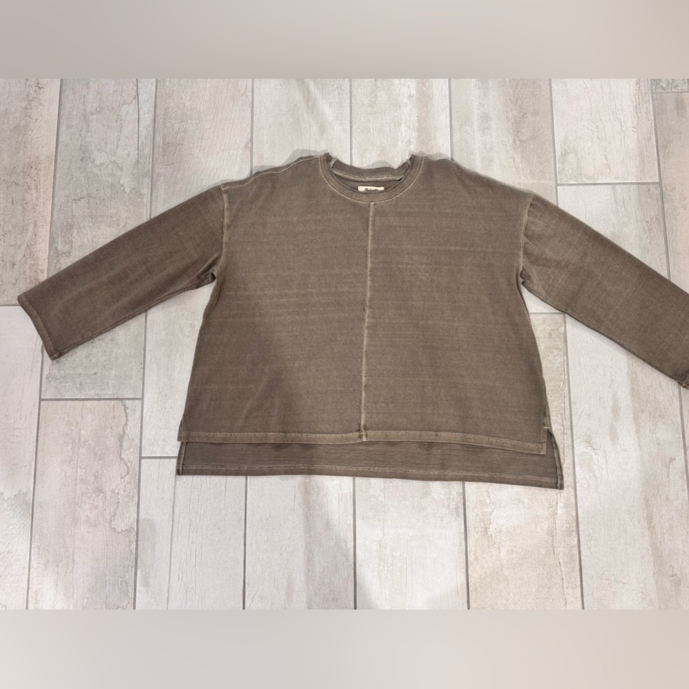 Madewell Wide Long Sleeve Grey/Taupe Top • Size S • NWT - Picture 6 of 6